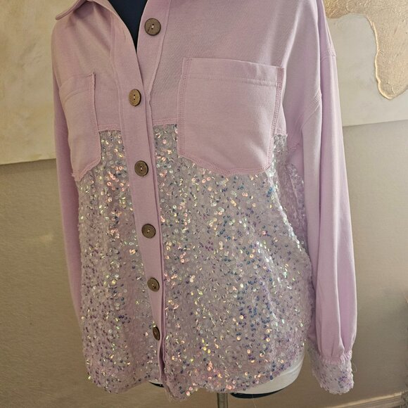 Fantastic Fawn Lavender sequin shacket - Picture 4 of 10